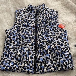 Blue cheetah print vest NWT